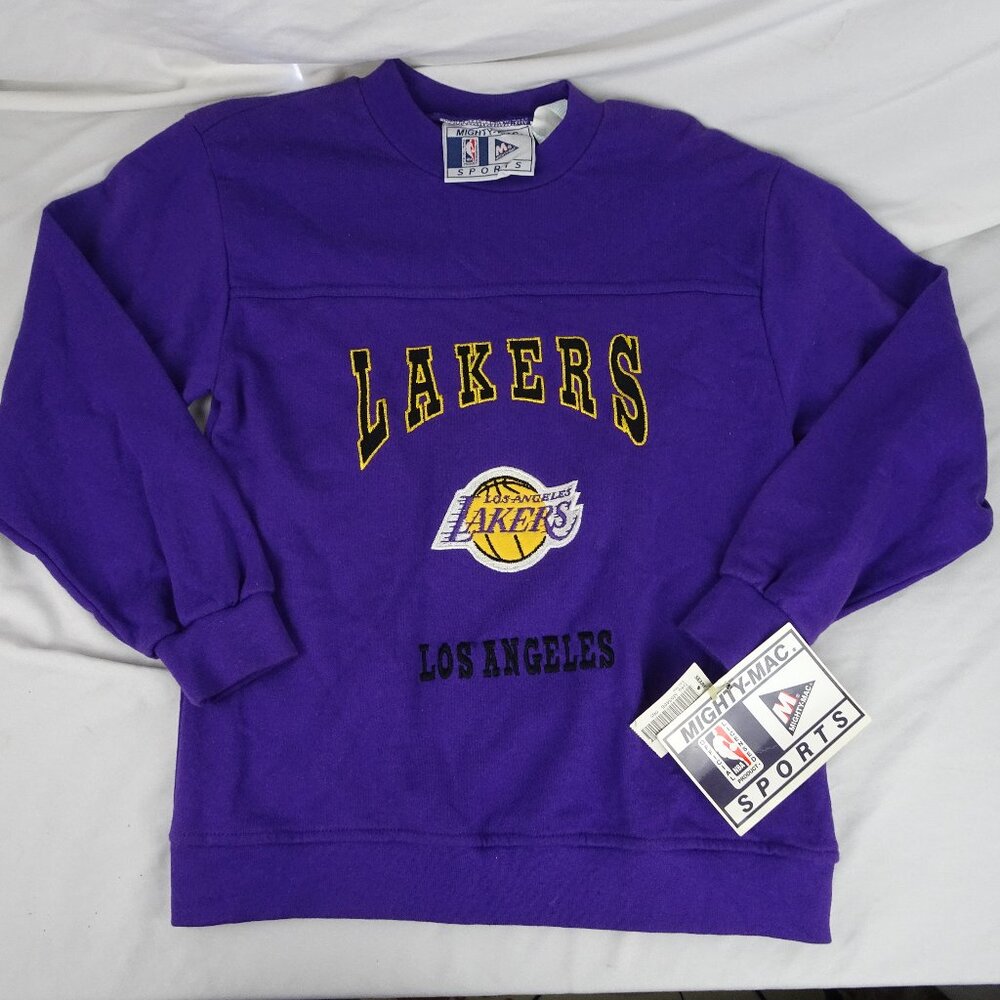 Vintage 90s Mighty Mac Youth Kids NBA Los Angeles Lakers Sweatshirt Size L16/18